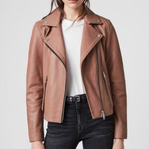 NWT AllSaints Dalby Leather Biker Jacket Vintage Rose